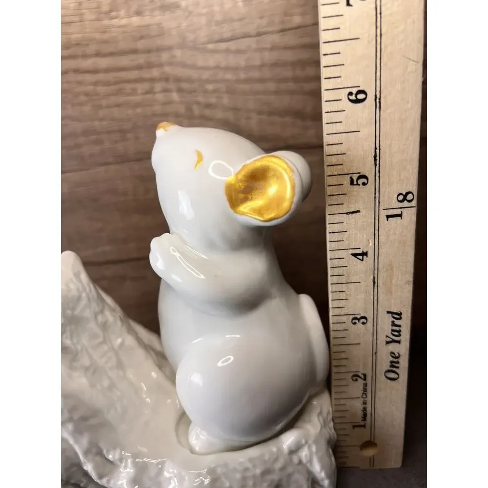 VTG White Mouse Tree Trunk Vase Succulent Planter Ceramic 99 INTL